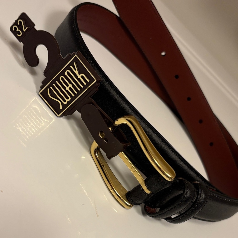SWANK Black and Brown Belt with Gold Buckle